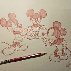 Disney Mickey Mouse Spider-man Meme Drawing/Sketch Art Signed Handmade/drawn